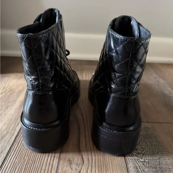 CHANEL Black Quilted Combat Boots - Picture 3 of 9